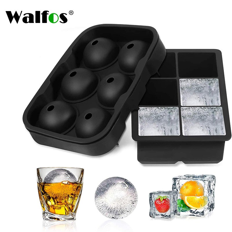 WALFOS Whiskey Cocktail groß Eis Würfel Tablett 6 Löcher Eis Würfel bilden Runde geformt Eis Ball Hersteller Silikon Eisform Bar