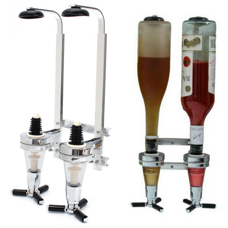 2 flaschen Wein Alkohol Schuss Spender Ausgießer Gestell Schnaps Getränke Zauberstab Bar Montiert