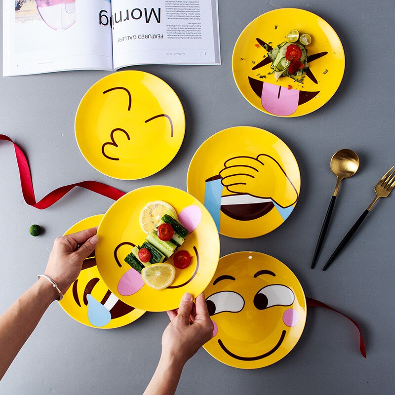 8 zoll Kreative Keramik Platte einstellen Nette Karikatur Salat Platte Nachtisch Snacks Obst Gerichte freundlicher Frühstück Gericht Geschirr