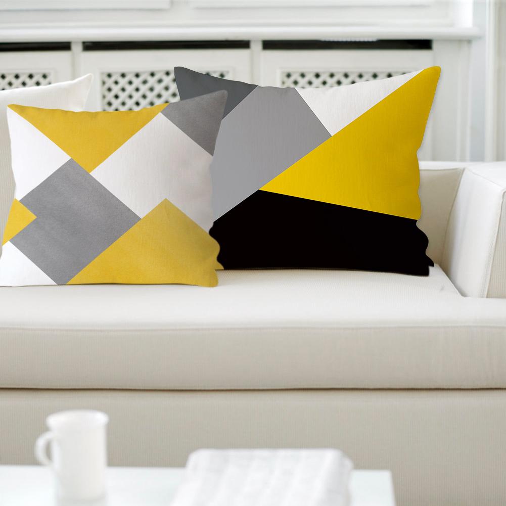 nordisch Geometrische Gelb Grau Passenden Kissen Kissenbezug Polyester Kissen fallen Abdeckung Hause Dekorative 45x45cm