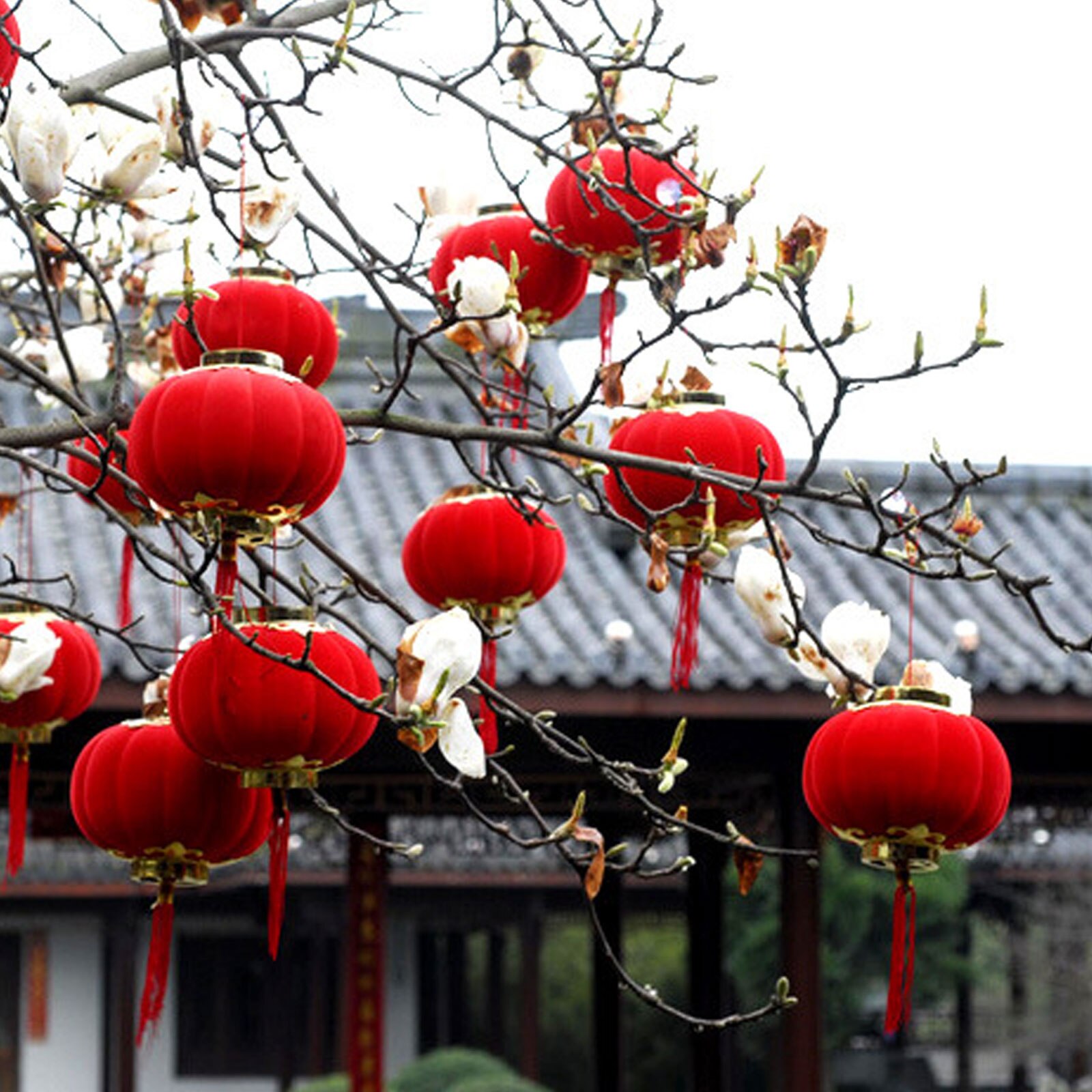 Behogar Chinesischen Stil verrotten Kleine Laternen für Chinesische Neue Jahr Frühling Festival Terrasse Garten Dekoration laterne dekoration
