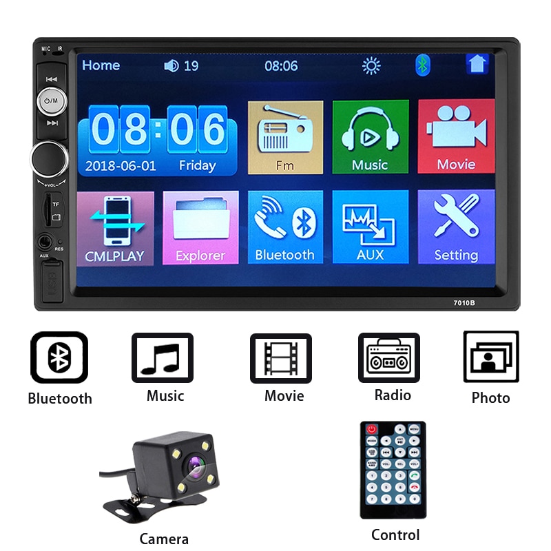 7 'Auto Radio 2 Lärm Bluetooth Stereo Multimedia Spieler Autoradio MP3 MP5 Touchscreen Auto Radio Unterstützung Rückansicht kamera