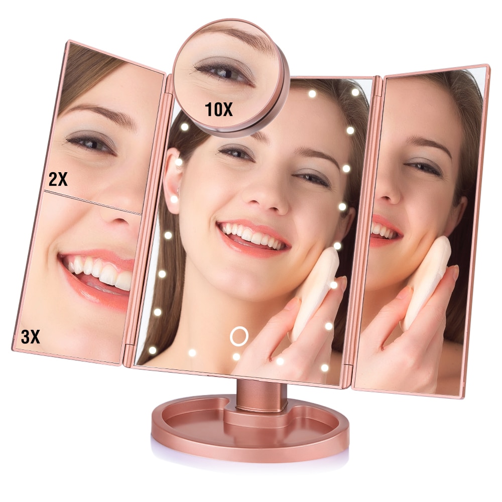 22 LED Licht Touchscreen machen-hoch Spiegel 10X Lupe Kompakte Eitelkeit Spiegel flexibel Kosmetik Spiegel