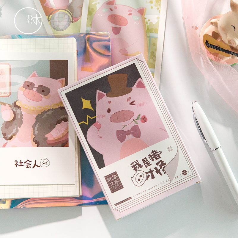 30 blätter/einstellen Schwein Postkarte/Gruß Karte/Nachricht Karte/Geburtstag knapp Umschlag Karte