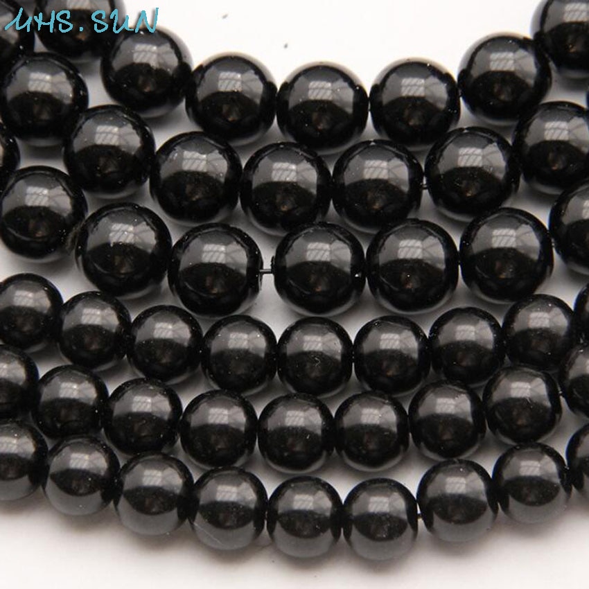 MHS. SONNE 3MM-16MM Schwarz Glas Perlen Runde Nachahmung Perle Für Schmuck Machen verlieren Abstandshalter Perlen Hand Handwerk bekleidungs Dekoration