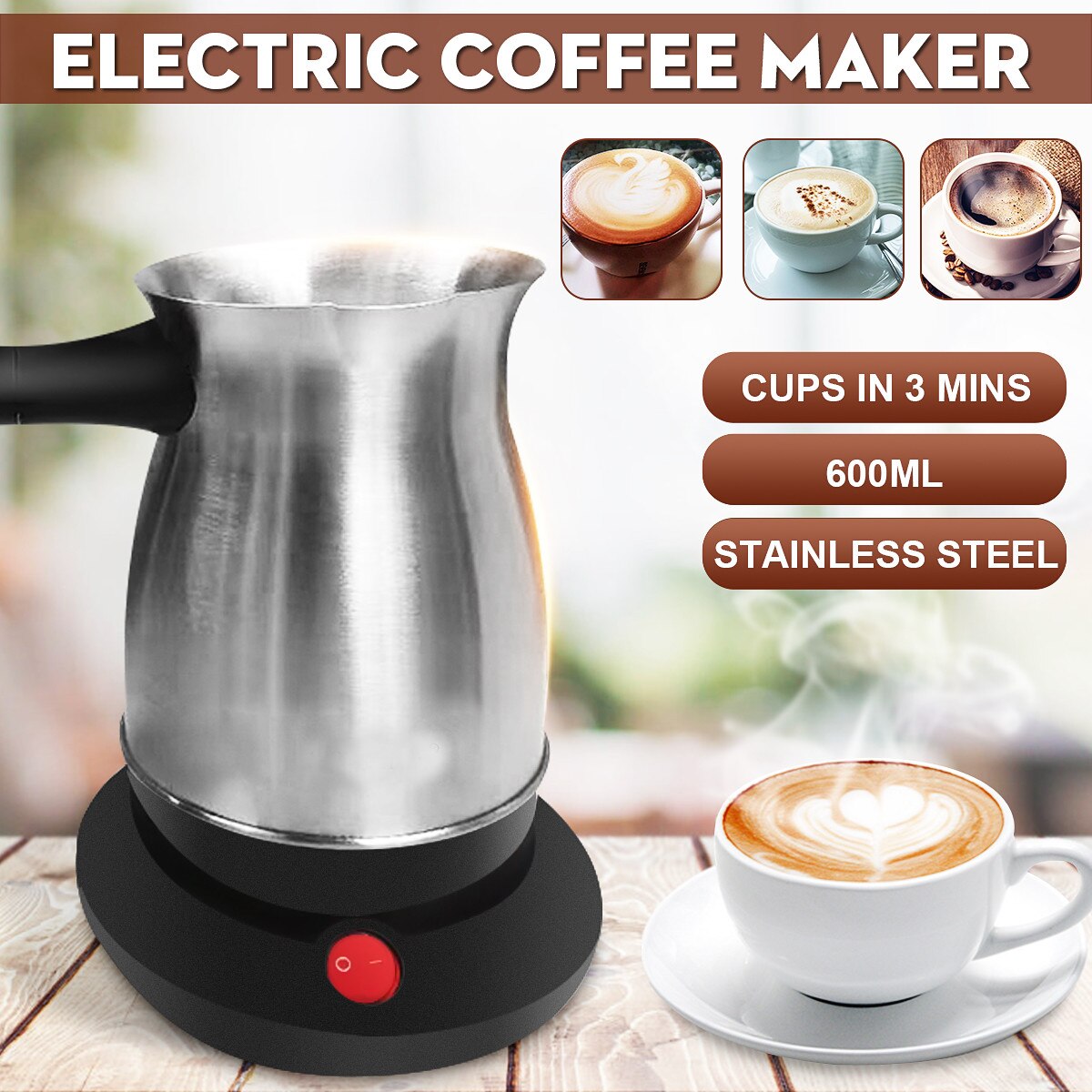 600W 220V Kaffee Maschine 304 Edelstahl Türkei Mokka Kaffee Hersteller Elektrische Kaffee Topf Kaffee Wasserkocher für hause büro