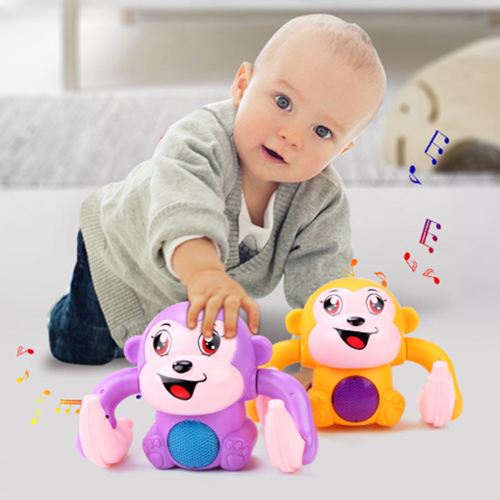 Elektrische Lustige Stimme Kontrolle Über Affe Spielzeug für freundlicher mit Licht Musik Spaziergang Taumeln Krabbeln Kleine Affe Baby Spielzeug