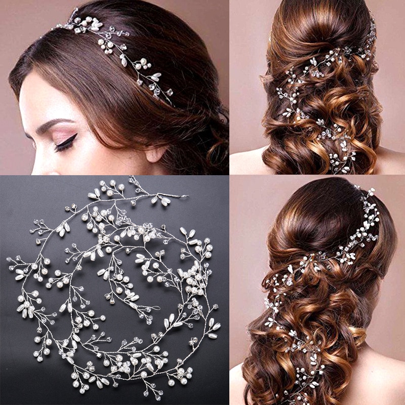 Hochzeit Haar Zubehör Kristall Perle Haar Gürtel Hochzeit Braut Haar Ornamente Schmuck Braut Kopfschmuck Stirnbänder Perlen Hairwear