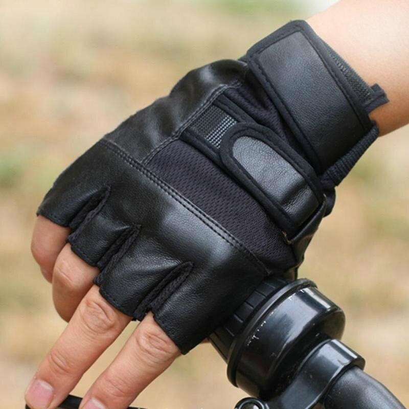 Neue Männer Ich bin Freien Fahren Motorrad Radfahrer Fingerlose PU Handschuhe Halb Finger Handschuhe draussen Sport halb Finger Handschuhe