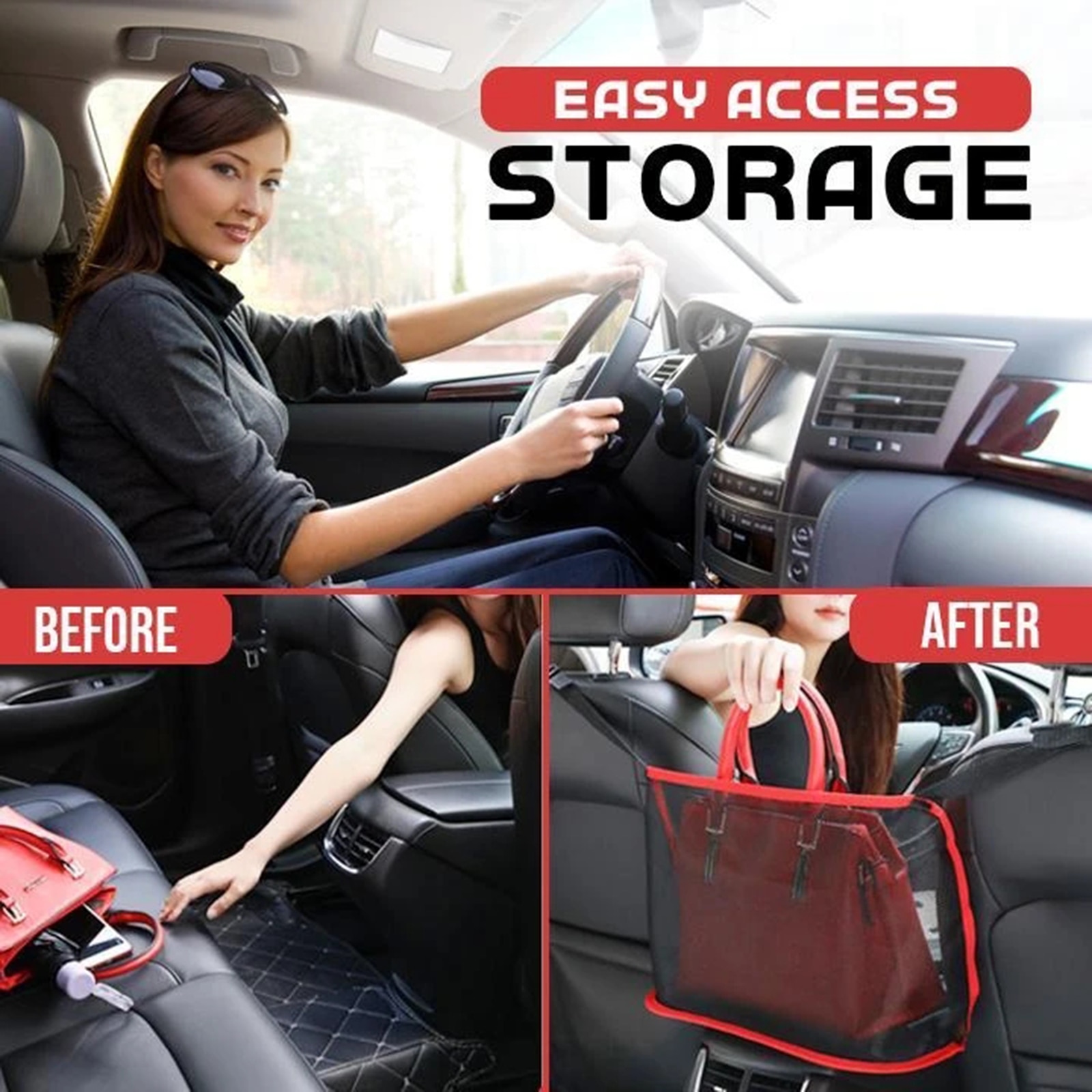 Auto Netz Tasche Handtasche Halfter für Handtasche Tasche Dokumente Telefon Wertvolle Artikel handtasche gezeigt in bild ist nicht enthalten