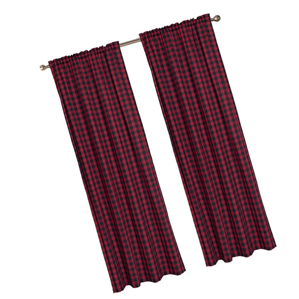 2Stck Büffel Stil Kontrollen aufbringen Vorhang Zimmer Stange Tasche Fenster Vorhänge für Zimmer