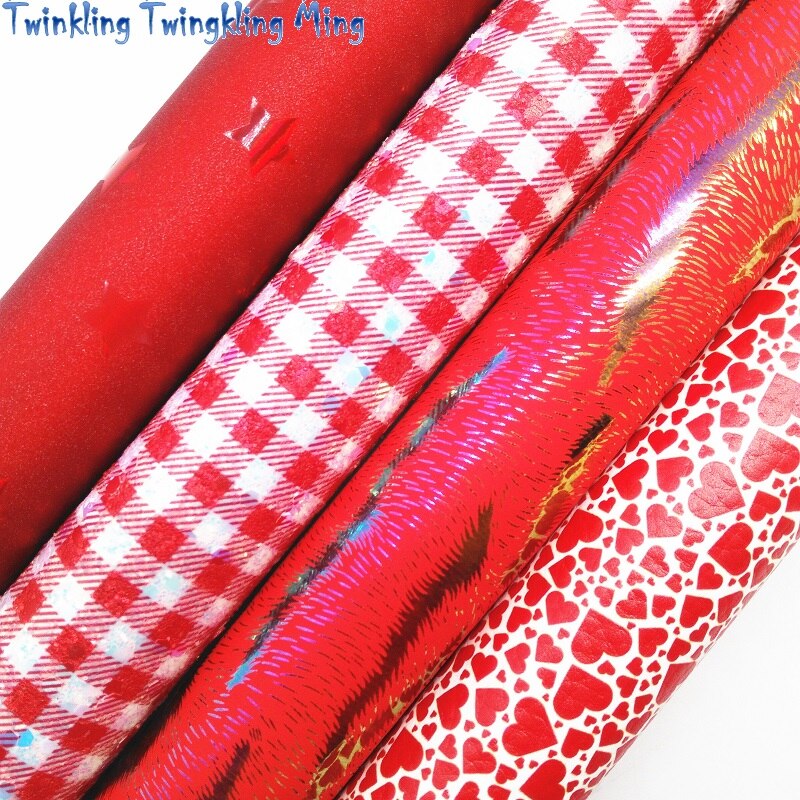 verrotten Gitter funkeln Leder, Herzen Gedruckt Synthetische Leder Stoff, faux Leder mit Sterne 21x29CM Funkelnden Ming KM487