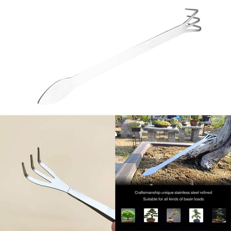 2 in 1 Kleine Wurzel Rechen Garten Werkzeuge dauerhaft Boden Vertikutierer Praktische Bonsai Anlage Spachtel Edelstahl Weeder