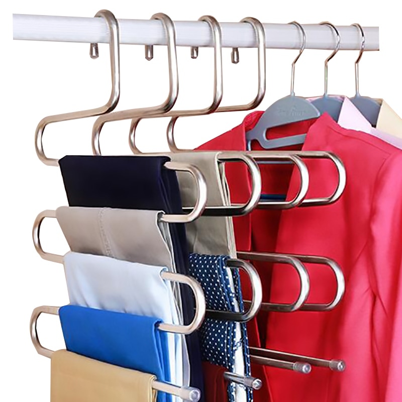 Multi-funktionale Hause S-typ hosen Gestell edelstahl multi-schicht hosen Kleiderschrank lagerung erwachsene hosen aufhänger sparen raum