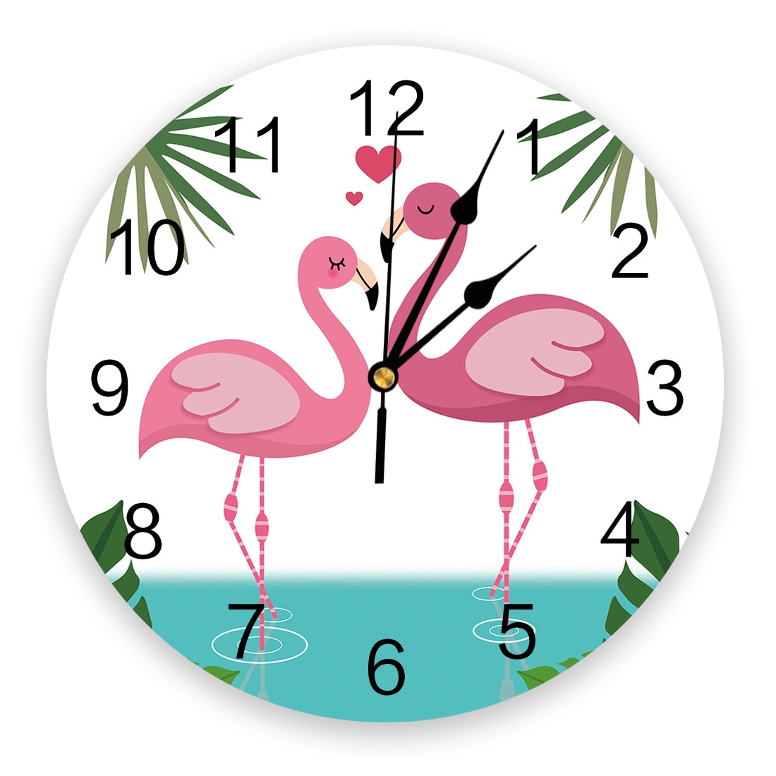Süße Flamingo tropisch Blätter Wanduhr Zauberstab Digitale Uhr Heimat Dekor Wanduhr Modernes Wohnzimmer Dekor