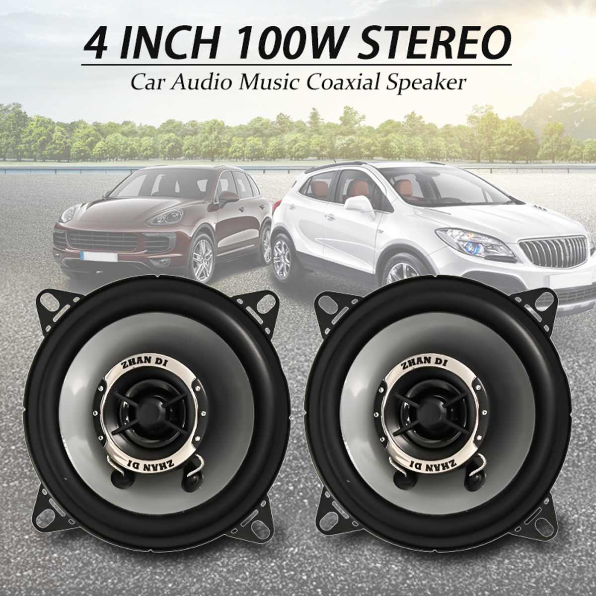 NEUE 2X 4 Zoll 100W Auto Dual-Kegel Koaxial Lautsprecher Auto Lieferwagen Vorne Hinten Tür Bindestrich Mitte Tieftöner lautsprecher umgeben