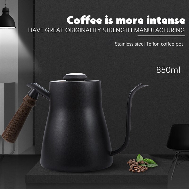 850ml 304 Edelstahl Lange Schmale Auslauf Kaffee Topf Schwanenhals Wasserkocher Hand Tropfen Wasserkocher Gießen Über Kaffee Mit deckel thermomete