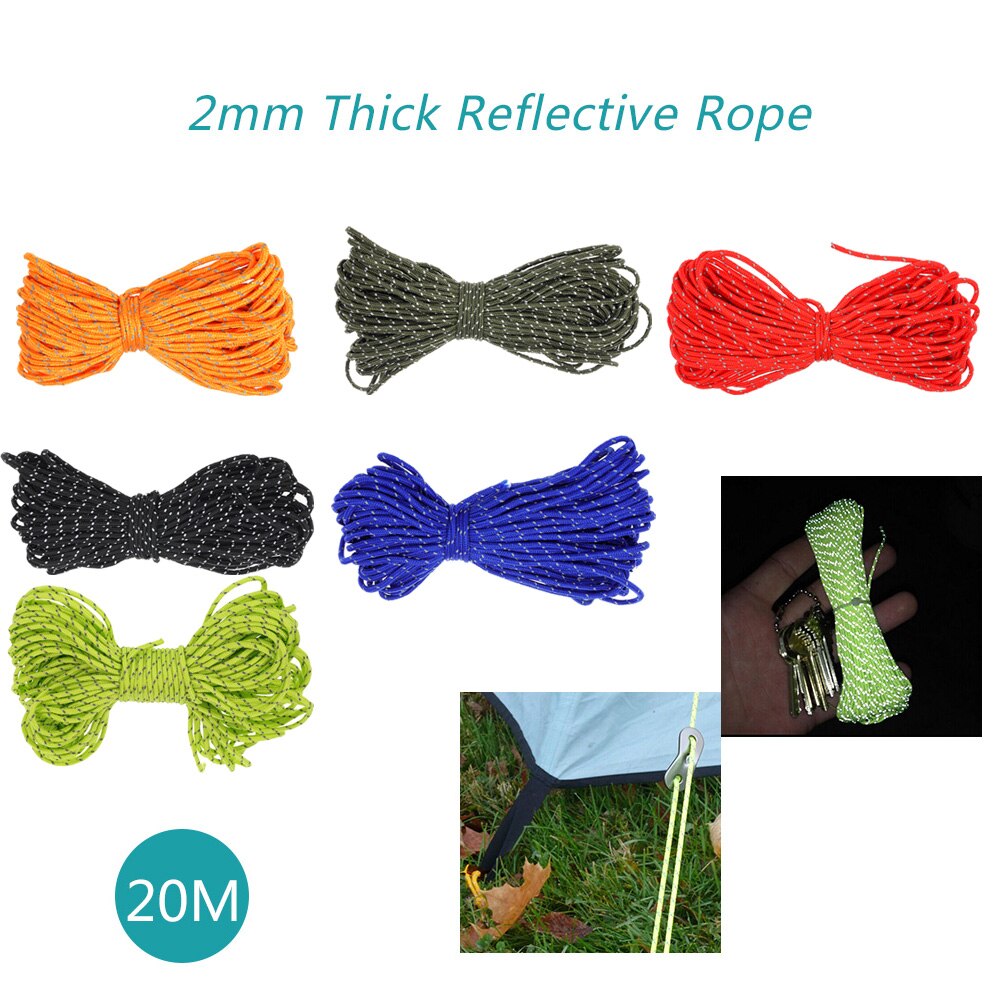 20m Reflektierende Seil Paracord Schnur Strand Außen Zelte Getriebe Schlüsselband 1 Innen Strand Ader für Camping Markise Zelte Reflektierende seil