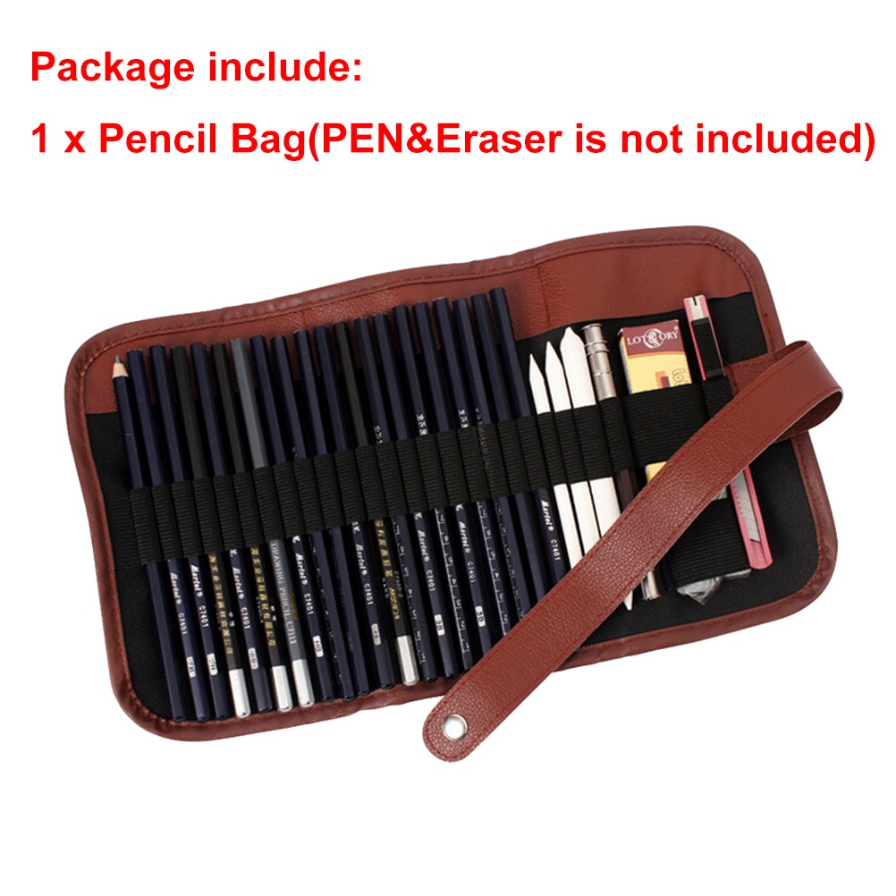 1Stck 24 Bleistift fallen löcher rollen pinsel stift beutel für künstler studenten büro schule tasche retro Leinwand Künstler
