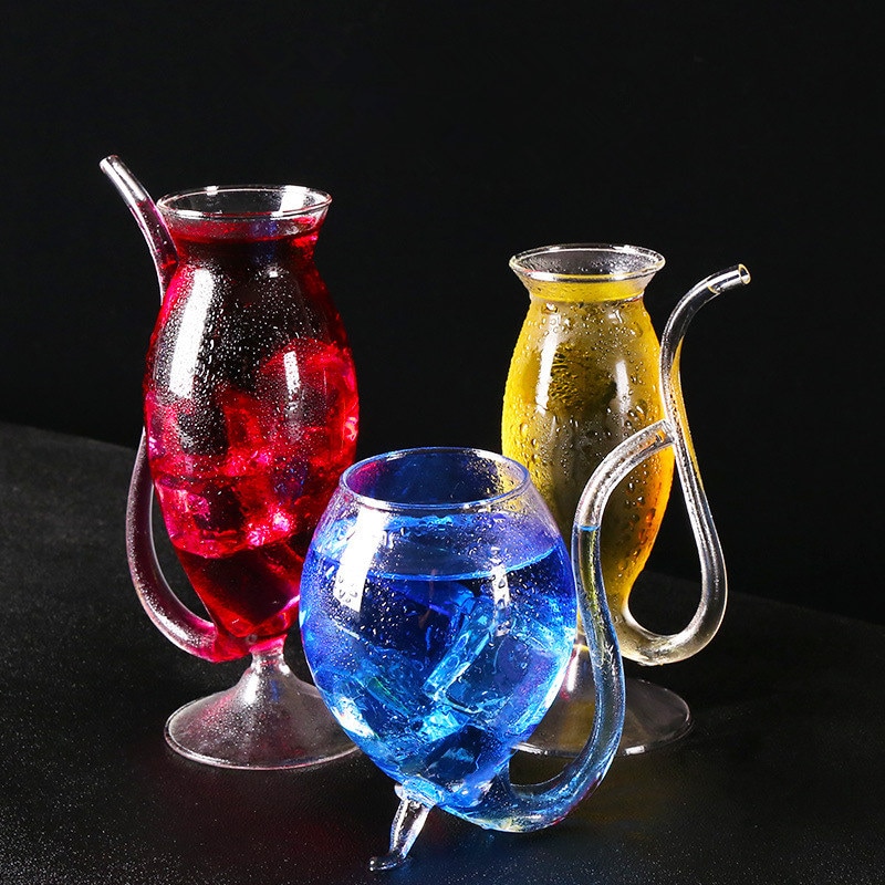 Kreative Wein Tasse Cocktail Glas Tasse Whiskey Glas Wärme Besteändig Glas Tasse Mit Stroh Für Trinken Heimat Party Bar Verein