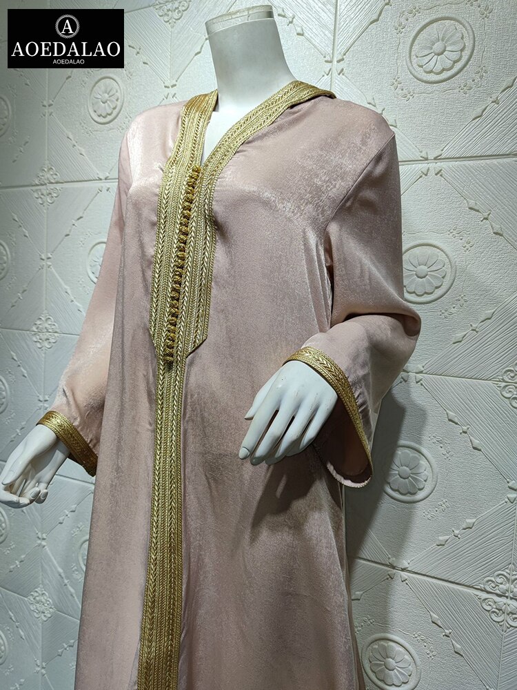 Dubai Arabischen Muslimischen Abaya Truthahn Indischen Kleid für Frauen Herbst Champagner Marokkanischen Kaftan Mit Kapuze Kleid Türkisch Islamische Jalabiya