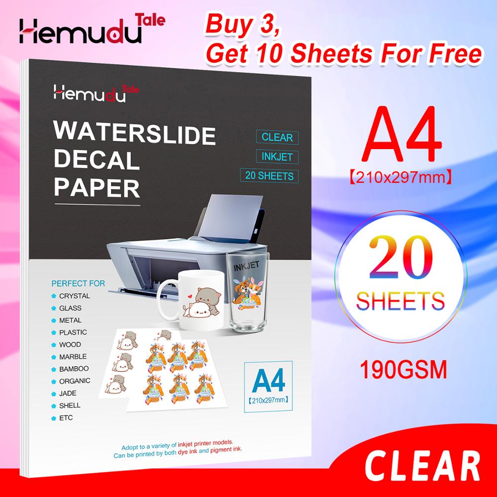 A4 Transfer Papier, Inkjet Wasser Rutsche Aufkleber papier Klar Transparente Druck Papier 190gsm 20 blätter Klare Waterslide Aufkleber Papier