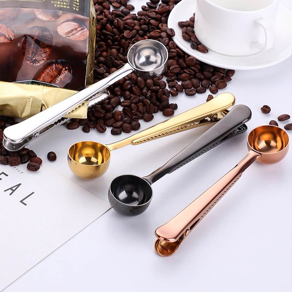 Multifunktions Edelstahl Löffel Mit Tasche Clip Boden Tee Kaffee Scoop Lange Griff Für Kaffee Bohnen Küche Sauerei Werkzeuge