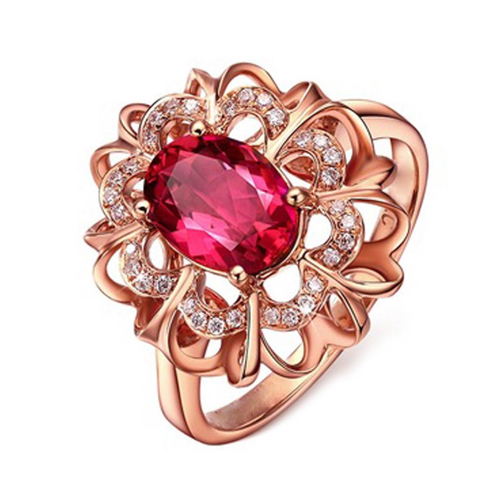 Gold Farbe -Ring Schmuck verrotten CZ Stein Blume Ringe Für Frauen Braut Hochzeit Schmuck Zubehör