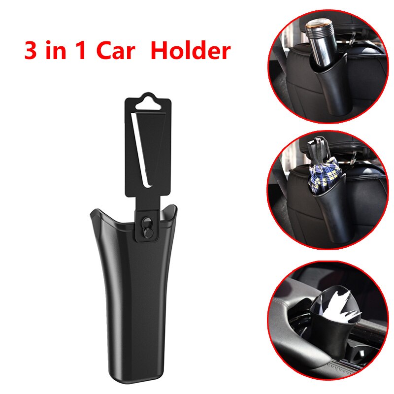 3 in 1 Auto Regenschirm Halfter Wasser Flasche Halfter Hängen Haken Für Regenschirm Multifunktionale Lagerung Organizer Auto Zubehör Müll