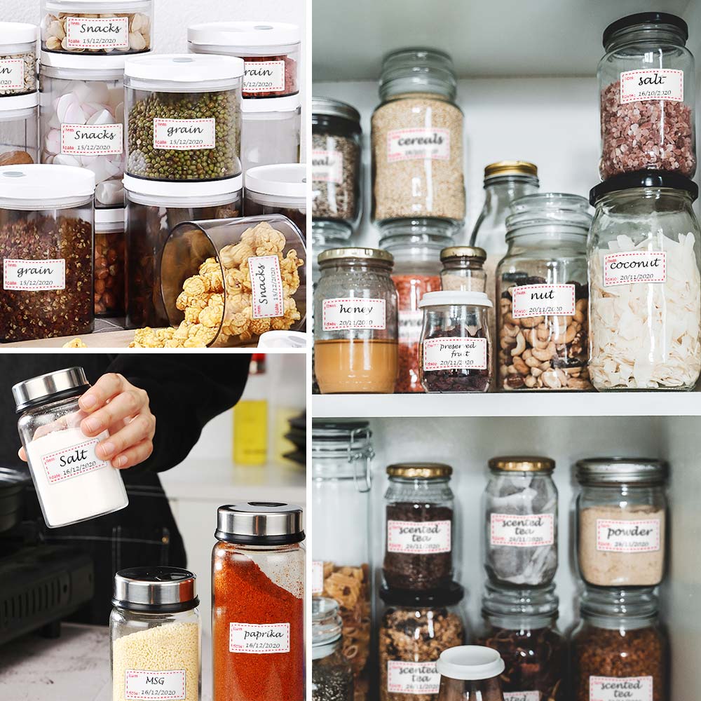 1000 stücke/2Rollen Selbst-Klebstoff Entfernbare Gefrierschrank Kühlschrank Lebensmittel Lagerung Papier Aufkleber Speisekammer Datum Etiketten Weiß