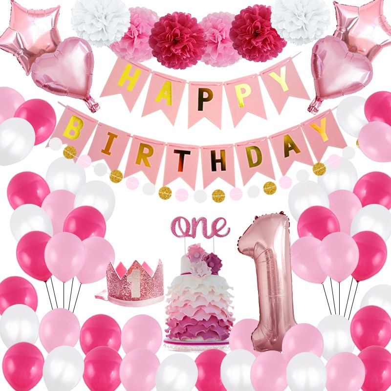 Geburtstag Ballons einstellen Anzahl Kugeln Ballons Deko freundlicher Geburtstag Papier Blume Ball Party Dekorationen Erwachsene freundlicher 1st Geburtstag