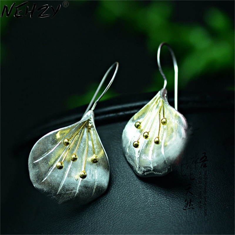 modische retro Ohrringe weiblichen schmuck handgemachte fertigkeit ohrringe einfache langen abschnitt thailändisch silber blume ohrringe