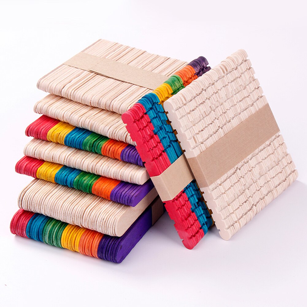 50 Teile/los Holz Handwerk Eis Stöcke Pop Popsicle Stöcke Natürliche Holz Kuchen Werkzeuge DIY freundlicher Handarbeit Kunst Handwerk Spielzeug eis bilden EIN