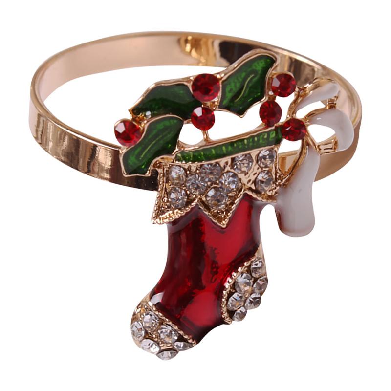 1pc Weihnachten Stiefel Entwickelt Serviette Ring Legierung Stiefel Abendessen Serviette Schnalle (golden)