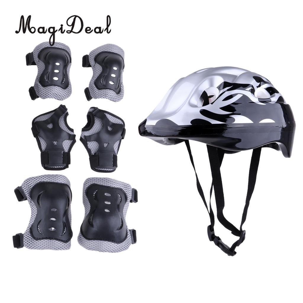 7 Stck freundlicher Fahrrad Rolle skaten Helm Knie Ellenbogen Handgelenk Pads einstellen freundlicher Schutz Getriebe für Skateboard Fahrrad Rolle