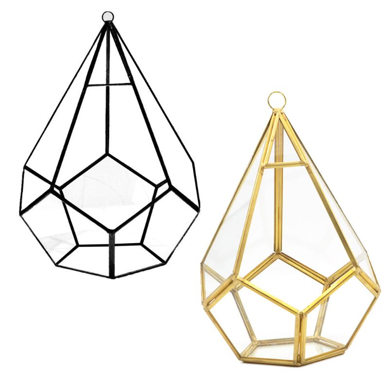 Hängen Glas Terrarium Moderne Künstlerische Zauberstab Tränen bilden Diamant Geometrische Polyeder Luft Pflanze Halfter Schreibtisch Pflanzer DIY Vase Topf