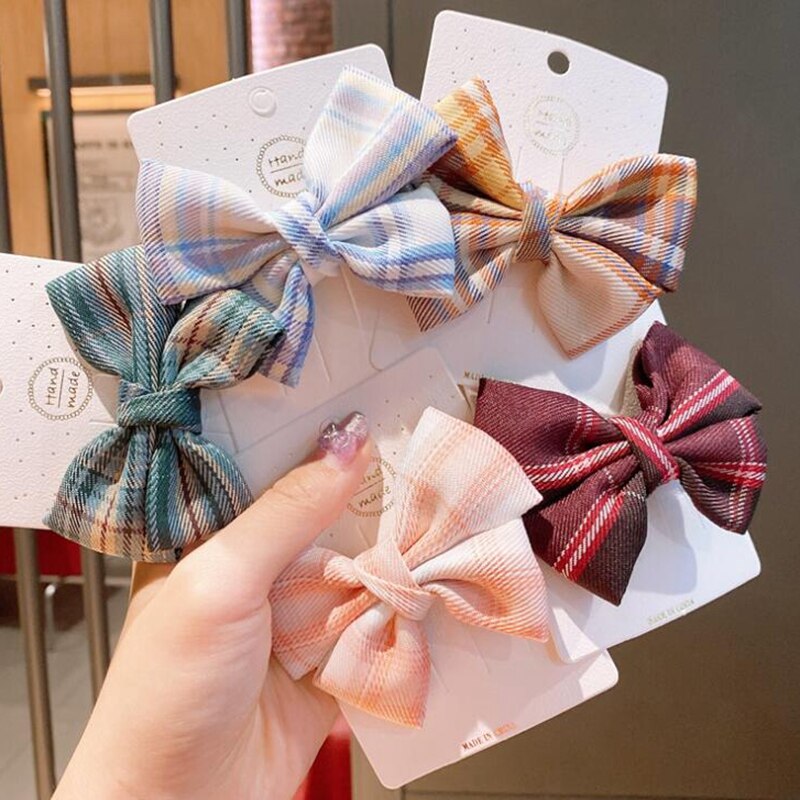 Neue Mädchen Plaid Mini Bowknot freundlicher Süße Haarnadel Haarnadel Haar Zubehör Haar Zubehör