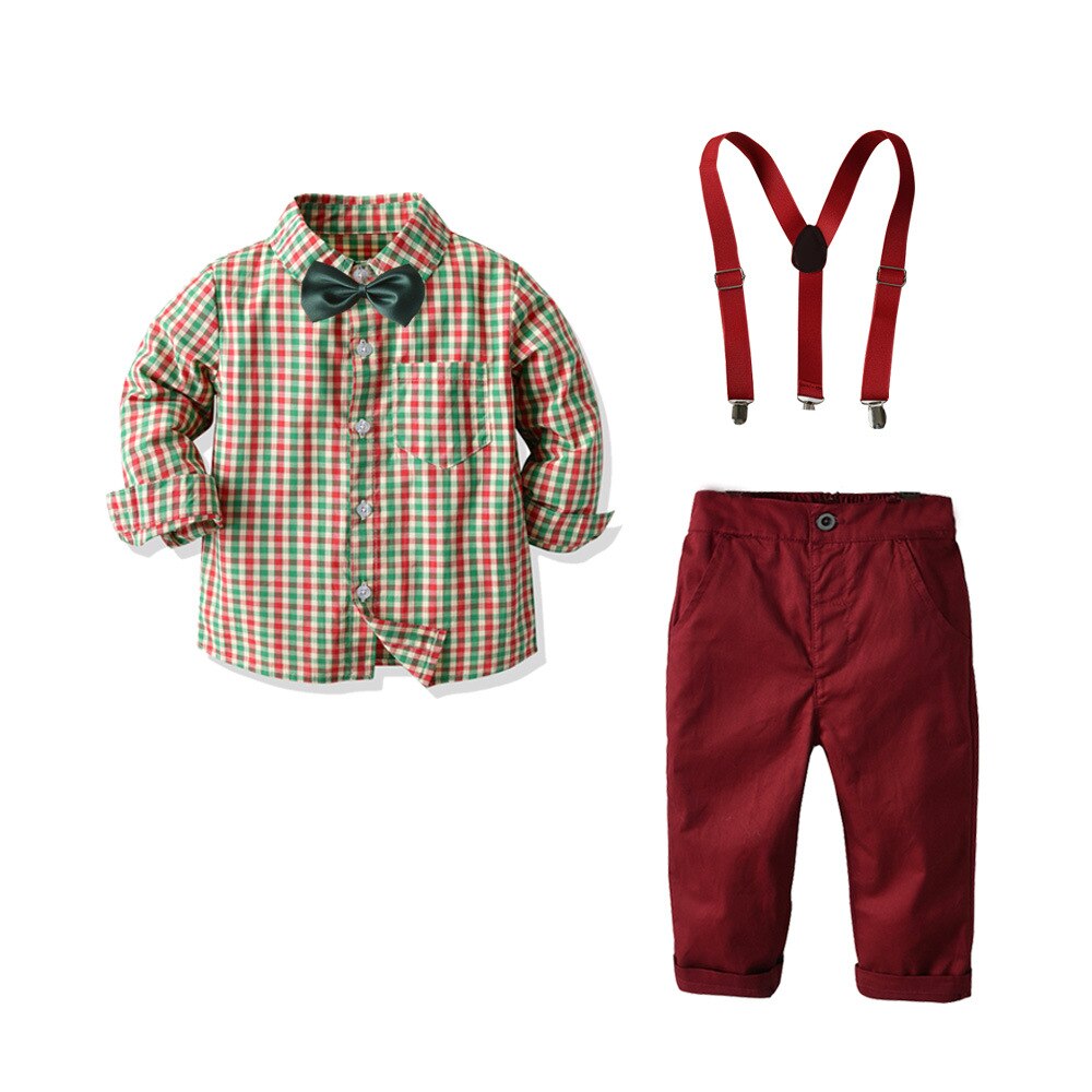 Neue Baby Anzug freundlicher Anzüge 2 Teile/satz freundlicher Baby Jungen Anzug Kariertes Hemd + Hosen einstellen Für Jungen Für formale Party 1-6 ändern