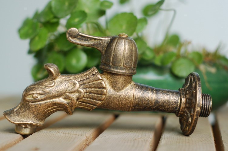 Drachen tierform garten Bibcock Ländlichen stil antike Bronze- Drachen hahn mit Dekorative außen wasserhahn für Garten