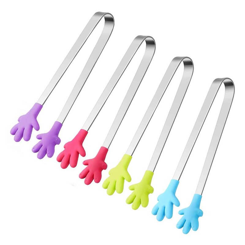Silikon Lebensmittel Tong rostfrei Stahl handhaben Utensil Hand Form Eis Tong Küche Kochen Werkzeug Mini Silikon Lebensmittel Clip