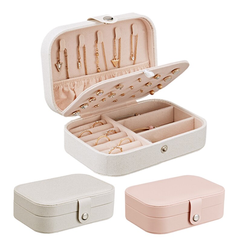 Koreanischen Stil Frische Und Einfache Mädchen Ohrringe Platte Schmuck Kasten Protable Leder Ohrringe Ring Multi-funktion Schmuck Lagerung Kasten