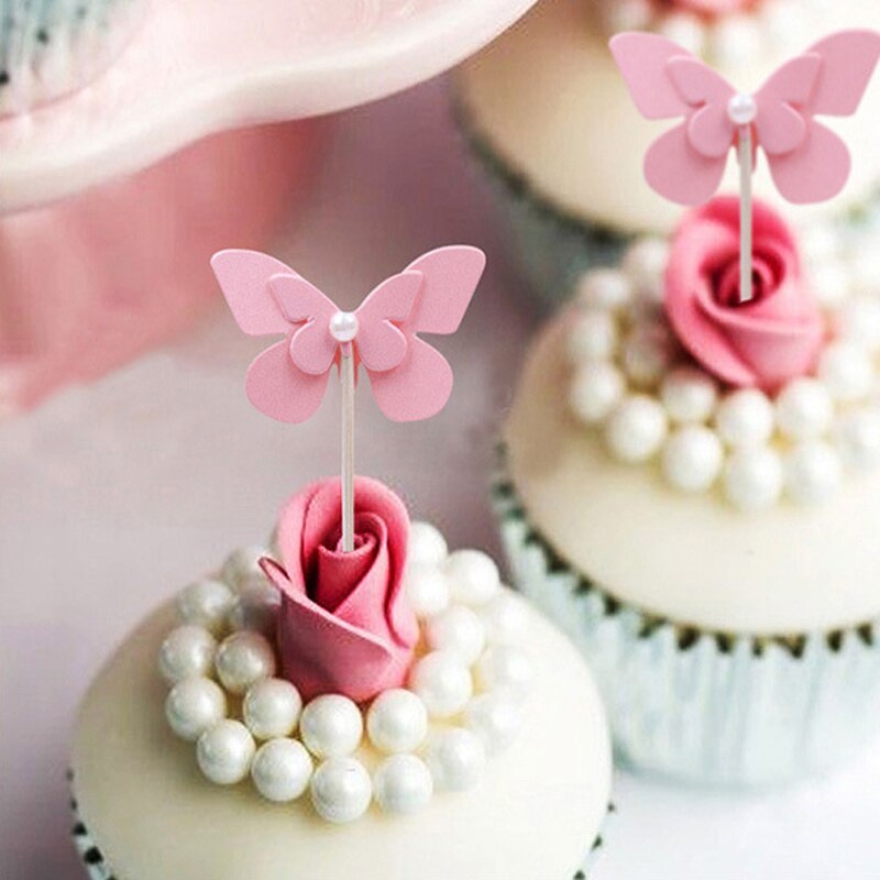 5 teile/los rosa fliegen schmetterling kuchen Deckel geburtstag kuchen dekoration Baby dusche freundlicher geburtstag Party hochzeit gunsten versorgung