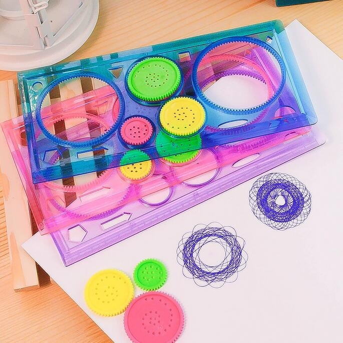 1 paket/los Neue freundlicher Puzzle Bunte Zeichnung Lineal einstellen zeichnung-werkzeug Spirograph herrscher schüler zakka DIY werkzeuge Briefpapier