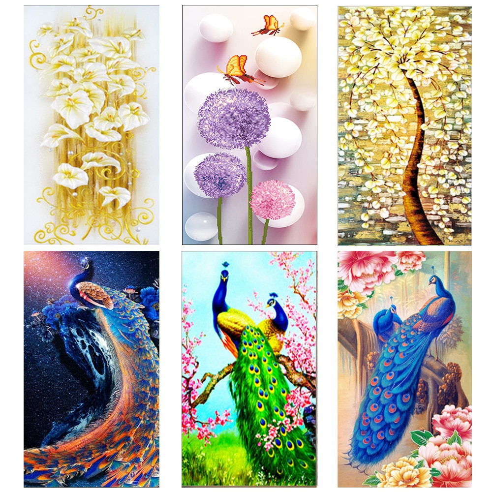 Diy 5D runde diamant malerei Veranda pfau lilie blume Stock diamant kreuz stich stickerei einstellen diamant Ornament mosaik