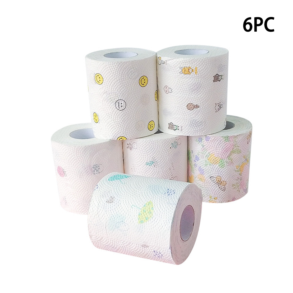 6 Rollen niedlich Karikatur rollen Papier bunt gedruckt Gewebe Handtuch Papier 3-Schichten roh Holz Zellstoff Bad Ader Toilette Papier