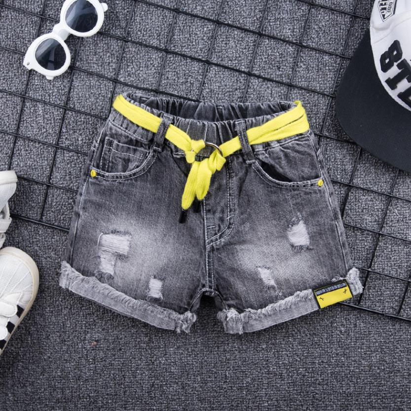 Mädchen Jeans kurze Hose Baby Jungen Mädchen knapp Druck Denim kurze Hose freundlicher lässig Löcher Sommer Hose Mädchen Jean kurze Hose y2898