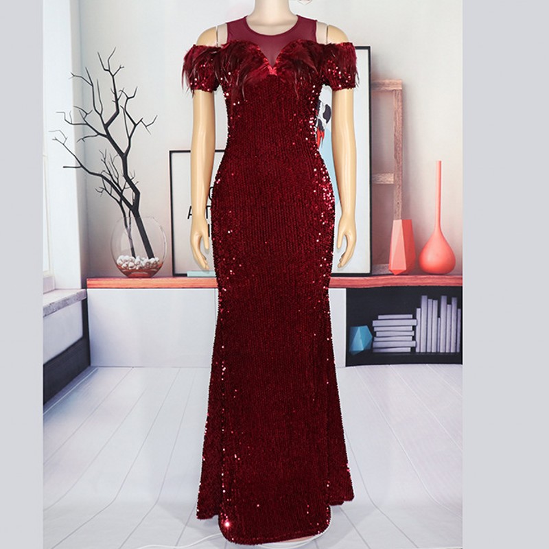 Afrikanische Kleider Für Frauen Afrika Heißer Pailletten Schlank Fischschwanz Kleid Dashiki Bazin Afrika Kleidung Lange max Kleider