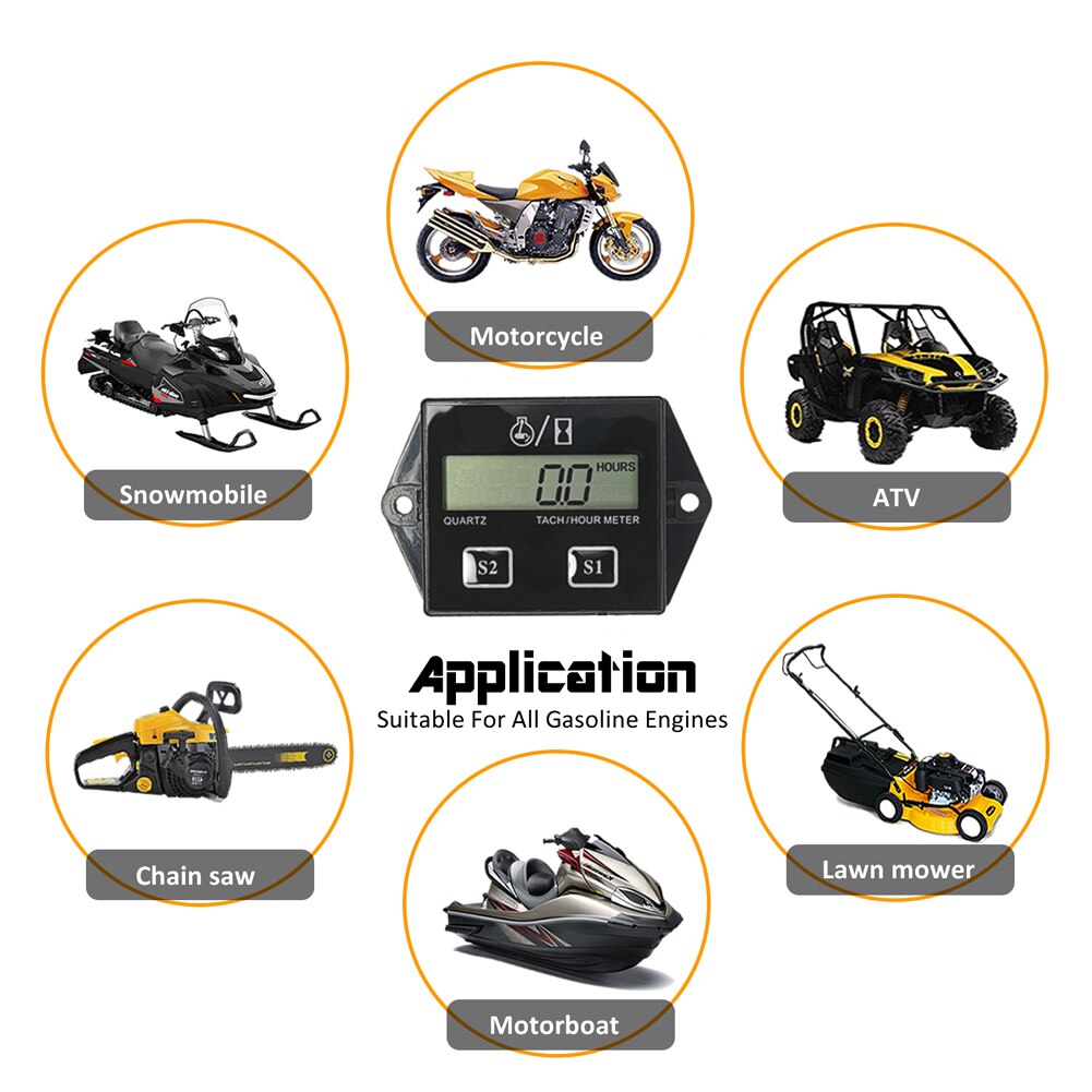 Digital Motor- Tachometer Tach Stunde Meter Digitale Tachometer-lehre Induktive Rpm Meter Motorrad LCD Anzeige Für Motor- Auto Stiefel