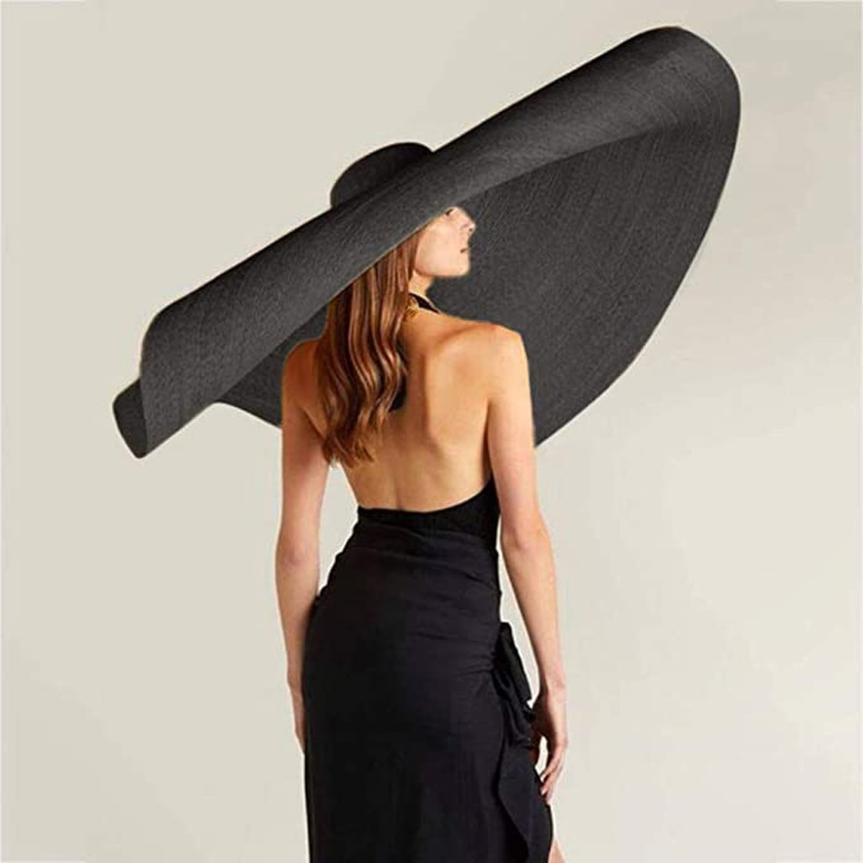 30CM Breite Krempe Übergroßen Strand Hüte Für Frauen 80CM Große Stroh Hütte UV Schutz Sommer Faltbare Sonne schatten Hütte