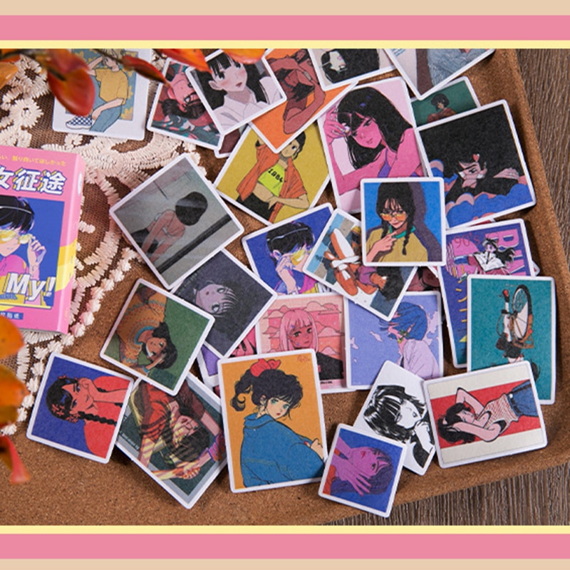 60Stck Rosa eins Jahrgang Mädchen Aufkleber DIY Sammelalbum Tagebuch Glücklich planen Handy, Mobiltelefon Computer Abdichtung Dekoration Aufkleber